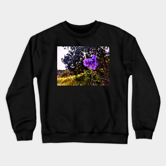 Purple flowers Crewneck Sweatshirt by RobertsArt